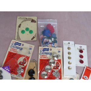 Lot of VTG Buttons on Cards NOS metal plastic